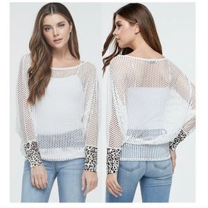 NWT ‘White Birch’ Fishnet Top w/Cheetah Print